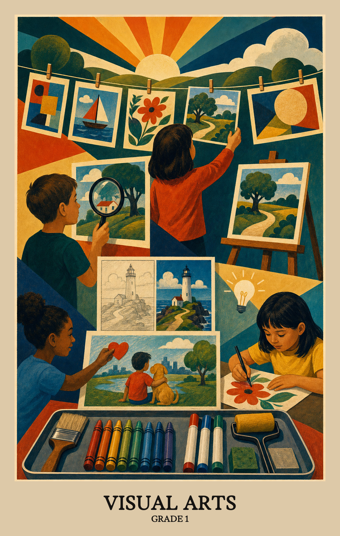 Illustration of what students learn in Grade 1 Arts: Visual Arts