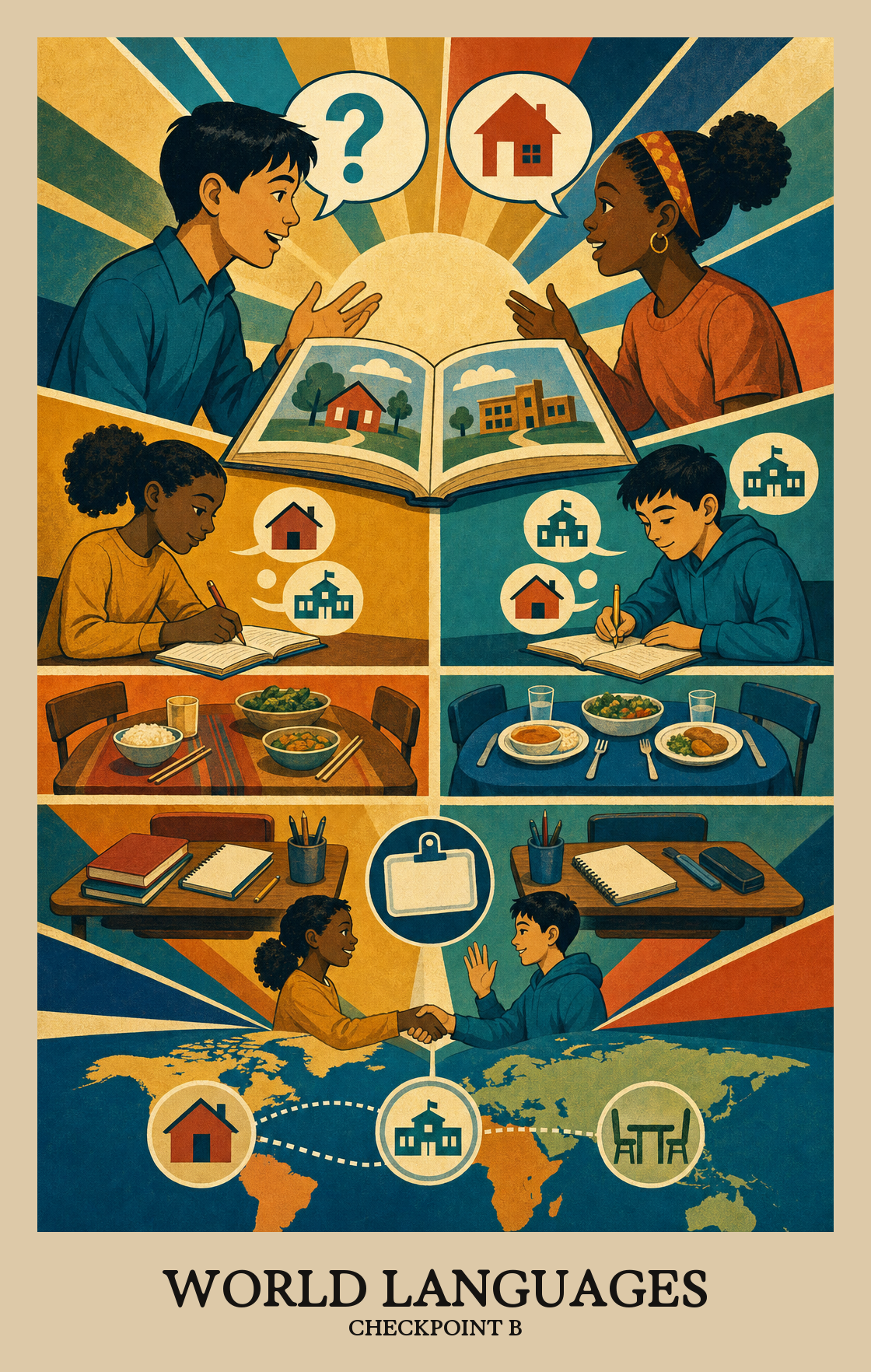 Illustration of what students learn in Checkpoint B World Languages