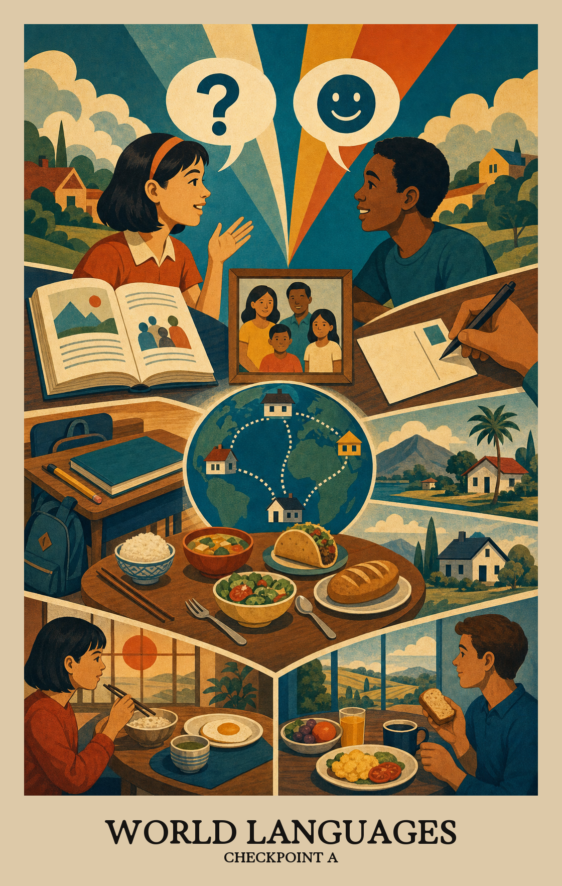 Illustration of what students learn in Checkpoint A World Languages