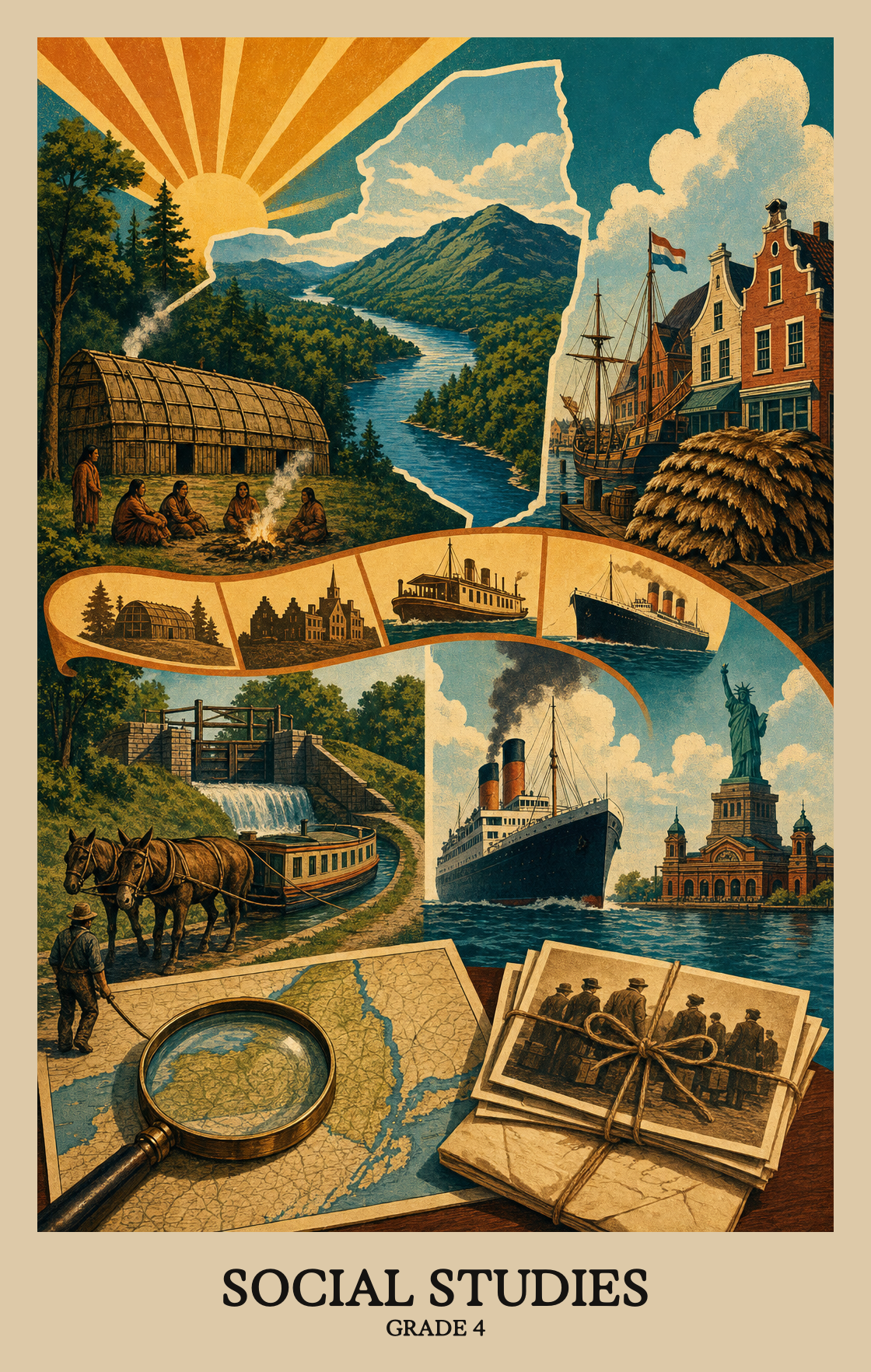 Illustration of what students learn in Grade 4 Social Studies